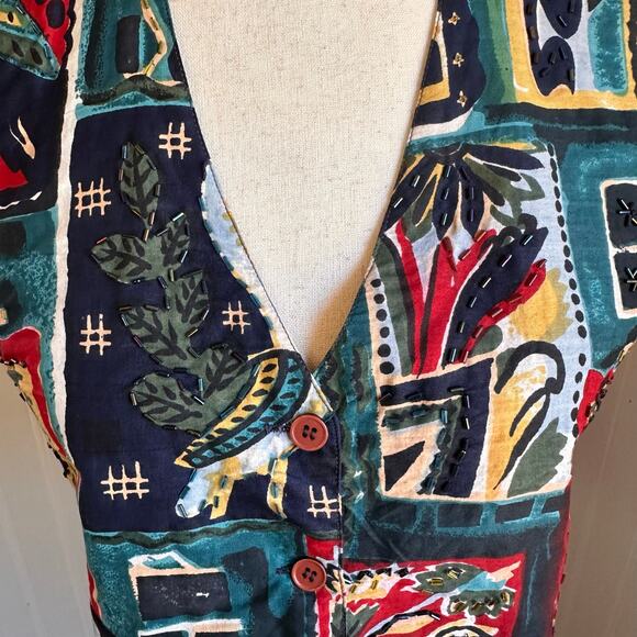Vintage 90s Twee Beaded Vest S - Picture 5 of 7